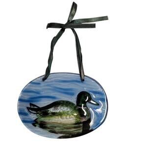 Glass Painted Suncatcher Mallard Duck on Water Hanging Lake Decor